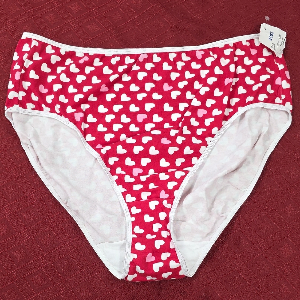 Heart Patterned Women's Panties - Red & White